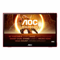 AOC 16G3 portable TV/monitor Portable monitor Black, Red 39.6 cm [15.6"] TFT 1920 x 1080 pixels 