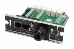 APC Dry contact, Management Options, Dry Contact I/O Card, monitor external UPS environmental sensors, output relays, and input contacts 