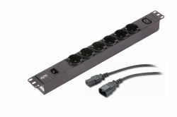 APC Easy Rack PDU, Basic, 1U, 1 Phase, 2.3kW, 230V, 10A, 6 SCHUKO and 1 C13 outlets, IEC60320 C14 inlet 