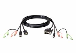 ATEN HDMI to DVI-D USB USB KVM Cable with Audio; 1,8M USB HDMI to DVI-D  - UK version