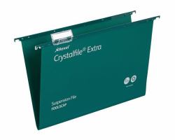 Acco Rexel Crystalfile Extra Foolscap Suspension File 15mm Green [25] 