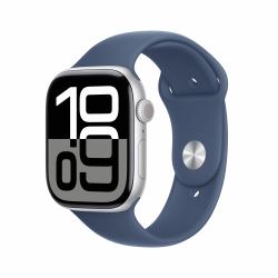 Apple Watch Series 10 [Demo] GPS 46mm Silver Aluminium Case with Denim Sport Band - S/M 