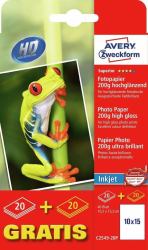 Avery C2549-20P photo paper White High-gloss 