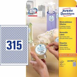 Avery L6019REV-25 self-adhesive label Circle Removable White 7875 pc[s] 