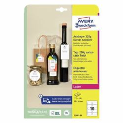 Avery T2001-10 non-adhesive label 100 pc[s] White Rectangle 