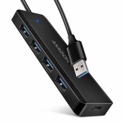 Axagon HUE-C1A 4x USB 5Gbps TRAVEL hub, USB-C power IN, 19cm USB-A cable  - foreign version