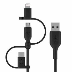 Belkin BOOST CHARGE USB cable 1 m USB A USB C/Micro-USB B/Lightning Black 