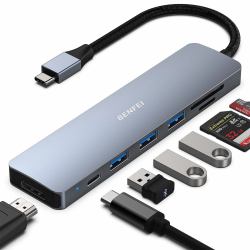 Benfei 000307GREY interface hub USB Type-C 5000 Mbit/s Grey 