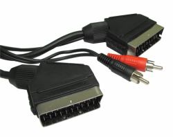 Cables Direct Scart + 2 RCA 1.5m SCART cable SCART [21-pin] Black 