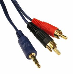 Cables Direct 3.5mm - 2xRCA, 15m audio cable Blue 