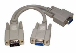 Cables Direct SVGA Splitter Cable, 20cm VGA cable 0.2 m VGA [D-Sub] 2 x VGA [D-Sub] Grey 