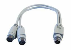 Cables Direct EX-099 PS/2 cable 0.25 m 6-p Mini-DIN 2x 6-p Mini-DIN Grey 