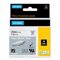 DYMO Rhino Industrial Heat-Shrink Cable Label Tubes | 24 mm x 1.5 m | Black Print on White | Self-Adhesive | for Rhino Label Makers 