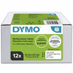 DYMO Authentic LabelWriter Multi-Purpose Labels | 32mm x 57mm | 12 Rolls of 1,000 Easy-Peel Labels [12,000 Count] | Self-Adhesive | for LabelWriter Label Makers 