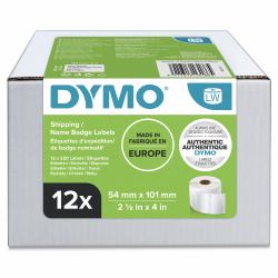 DYMO Authentic LabelWriter Large Shipping Labels/Name Badges | 54mm x 101mm | 12 Rolls of 220 [2,640 Easy-Peel Labels] | Self-Adhesive | for LabelWriter Label Makers 