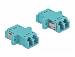 DeLOCK Optical Fiber Coupler LC Duplex female to LC Duplex female Multi-mode 2 pieces light blue 