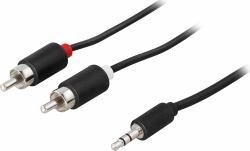 Deltaco MM-140A audio cable 2 m 3.5mm RCA Black 
