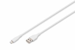 Digitus Lightning silicone connection cable, USB-A - Lightning 1m, white 