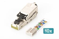 Digitus CAT 6A Field Termination Plug, STP with dust cap, bend relief - 10 pcs. 