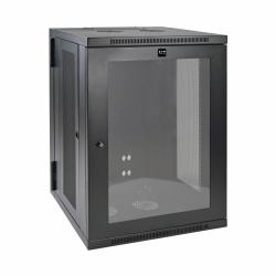 Eaton Tripp Lite SRW18USG SmartRack 18U Low-Profile Switch-Depth Wall-Mount Half-Height Rack Enclosure, Clear Acrylic Window, Hinged Back 