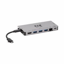 Eaton Tripp Lite U442-DOCK5D-GY USB-C Dock - 4K HDMI, USB 3.x [5Gbps], USB-A/C Hub Ports, GbE, Memory Card, 100W PD Charging, Detachable Cord 