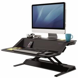 Fellowes Sit Stand Desk Riser - Lotus Height Adjustable Sit Stand Desk Converter with Cable Management - No Assembly Required - Max Weight 15.8KG - Black 