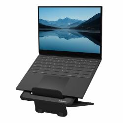 Fellowes Laptop Stand for Desk - Breyta Adjustable Laptop Riser for Home and Office - Portable Laptop Stand with 12 Height Adjustments - Max Laptop Size 14", Max Weight 4KG - Black 