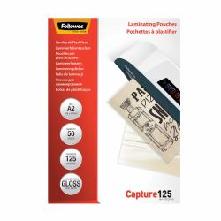 Fellowes A2 Glossy 125 Micron Laminating Pouch - 50 pack 