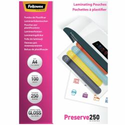 Fellowes A4 Glossy 250 Micron Laminating Pouch - 100 pack 