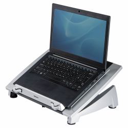 Fellowes Laptop Stand for Desk - Office Suites Plus Adjustable Laptop Stand for the Home and Office - Laptop Riser with 5 Height Adjustments - Max Monitor Size 17", Max Weight 5KG - Black/Silver 