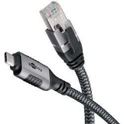 Goobay 70698 cable gender changer USB C RJ-45 Black, Silver 