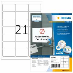 HERMA Repositionable address labels A4 63.5x38.1 mm white Movables paper matt 2100 pcs. 