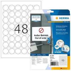 HERMA Removable labels A4 Ø 30 mm round white Movables/removable paper matt 1200 pcs. 