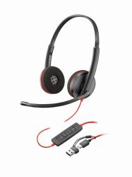 HP Poly Blackwire 3220 Stereo USB-C Black Headset +USB-C/A Adapter [Bulk] 