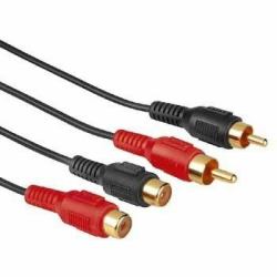 Hama Audio Extension Cable 2 RCA Male Plugs - 2 RCA Female Jacks, 4 m audio cable 2 x RCA Black 