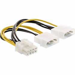 InLine Power adaptor cable, 2x 5.25" male / 8pin PCI-Express male, 0.15m 