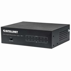 Intellinet 8-Port Gigabit Ethernet PoE+ Switch, IEEE 802.3at/af Power over Ethernet [PoE+/PoE] Compliant, 60 W, Desktop, Box 