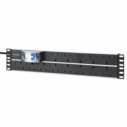 Intellinet 19" 2U PDU 15-way UK, With 2P air breaker, Rackmount, Power Distribution Unit, UK 3-pin outlets, 3m power cord, output 