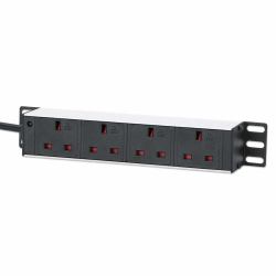Intellinet 10" 1U PDU 4-way UK, With Indicator, Rackmount, Power Distribution Unit, UK 3-pin outlets, 3m power cord, output 