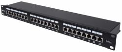 Intellinet Patch Panel, Cat6a, FTP, 24-Port, 1U, Shielded, 90° Top-Entry Punch Down Blocks, Black 
