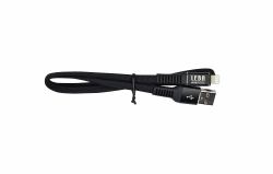 LEBA Innovation geflochtenes MFI Flachkabel| USB-A auf Lightning| 1.2m| schwarz| Black 