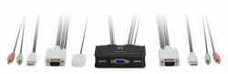 LevelOne 2-Port USB VGA Cable KVM Switch, audio support 