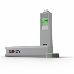 Lindy USB Type C Port Blocker Key - Pack of 4 Blockers, Green 