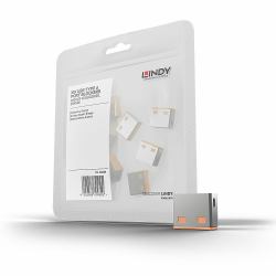 Lindy USB Port Blocker [without key] - Pack of 10, Colour Code: Orange 