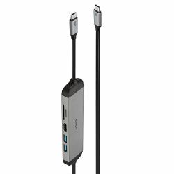 Lindy DST-Micro 140, USB-C Laptop Micro Docking Station with 4K Support and 1.4m 60W Charging Cable 
