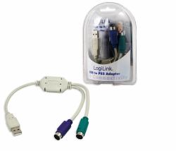 LogiLink Adapter USB - 2x PS/2 PS/2 cable 0.2 m 2x 6-p Mini-DIN USB A Grey 