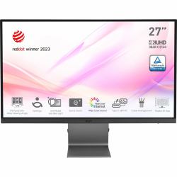 MSI Modern MD271UL 27 Inch Monitor, UHD [3840 x 2160], 60Hz, IPS, 4ms, Adaptive-Sync, 2x HDMI, DisplayPort, USB Type-C, Anti-Glare, Anti-Flicker, Less Blue light, TÜV Certified, Kensington, Grey 