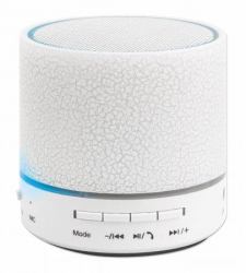 Manhattan LED Bluetooth Speaker, Multicoloured, 5 hour Playback time, Range 10m, microSD card reader [32GB], Aux 3.5mm connector, Output 3W, USB-A charging cable included, 1200mAH battery, Bluetooth v5, White, Three Year Warranty 
