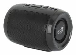 Manhattan Mini Boombox Bluetooth Speaker, Integrated Controls, Microphone, Up to 4 hours Playback time, Range 10m, microSD card reader [32GB], USB-A port for MP3, Output decent 5W, USB-C/USB-A charging cable [30cm] incl, 800mAH battery, Bluetooth v5.3, Black 