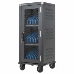 Manhattan iPad to 13", MacBook Air to 13" & Chromebook 14" 30-bay Charging Trolley/Cart via USB-C [30W], Also other tablets/smartphones [with device to USB-C cable], Bays 404x27.6x283mm, USB-C charging cables included, Cabinet 